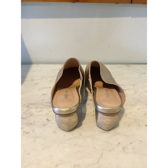 Antelope Shoes Womens Size 41 Metallic Textured Slip On Mule Block Heel Loafers - Picture 3 of 5